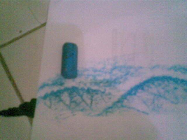 Buat jiplakan ombak dgn cara menidurkan cryon, abaikan bagaian bawah daun, ambil bagian atas saja.