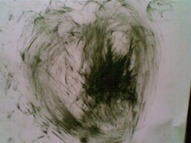 Contoh pemilihan warna hitam saat Yusuf belum mau mengampuni kakak-kakaknya. Dalam gambar ini alat CAP -nya tidak hanya dicap tetapi juga digeser-geser. Bebaskan murid anda berekspresi dengan alat ini. 