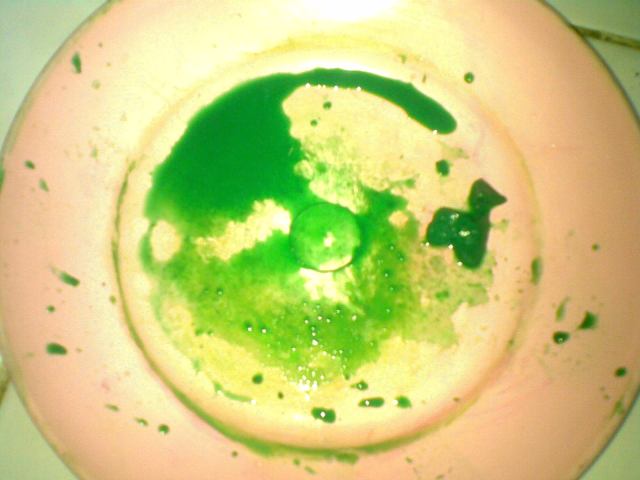 TARUH CAT AIR BERWARNA DALAM PIRING DATAR